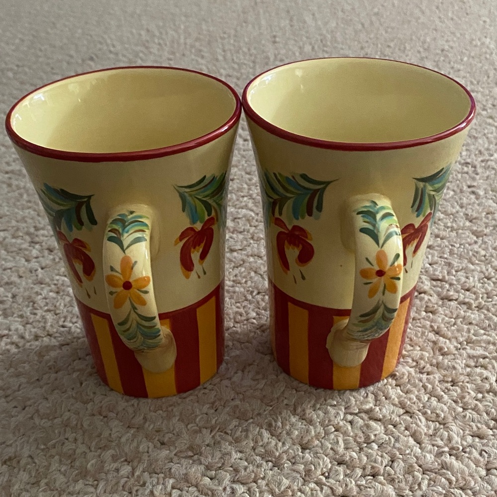 2 Vintage Gail Pittman Hand Painted coffee mugs Siena  Garland Pattern - Picture 6 of 17